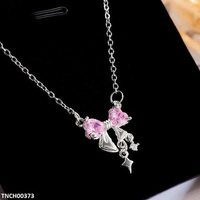 Bow Heart Necklace TNCH00373 - Glamzy