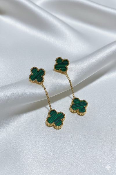 Double Clover Korean Drop Earrings - SSJK0006