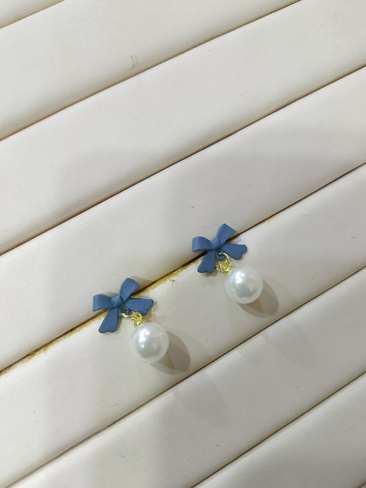 Azraq Bow Korean Pearl Earrings - SSJK0010