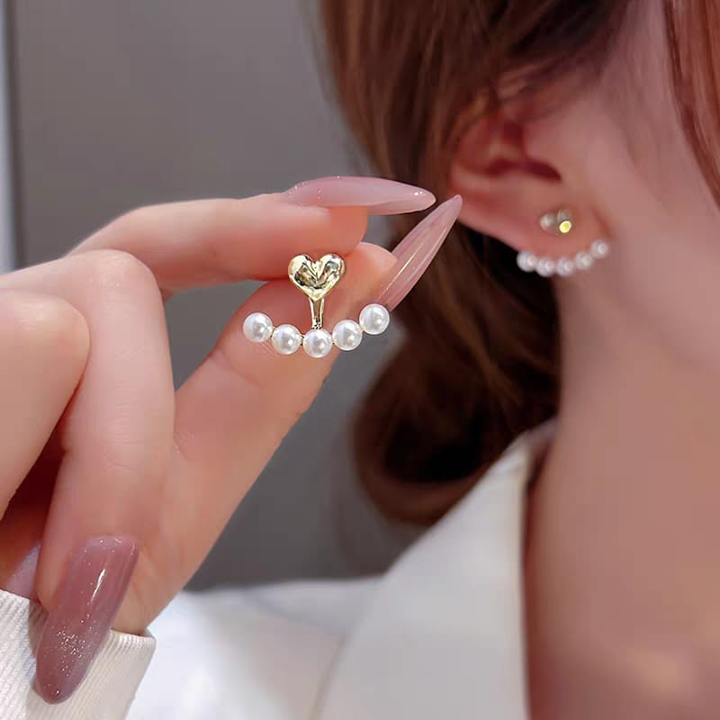 Pearl Heart Korean Earrings Stud - SSJK024