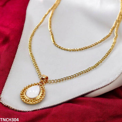 Double Chain/Tear Drop Necklace - TNCH304 YYE