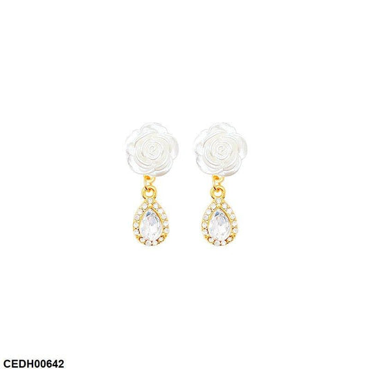 Flower Tear Drop Earrings - CEDH00642 HJF