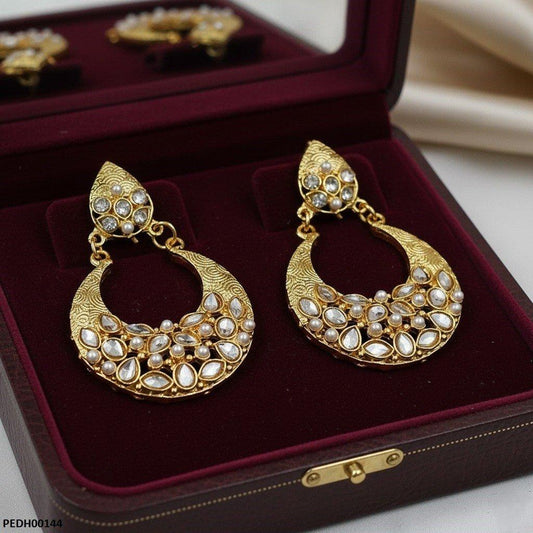 Golden Moon Drop Earrings - PEDH00144 MZM
