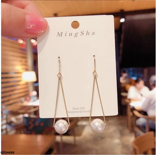 Triangle Pearl Drop Earrings - CEDH499 YYZ