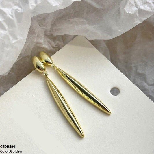 Minimal Stick Drop Golden Earrings - CEDH594 SIQ