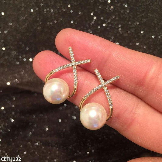 Twisted Pearl Drop Stud Earrings Pair - CETH132 SDQ