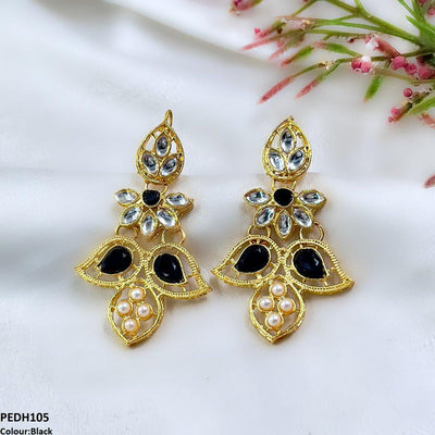 Double Eye Stone Drop Earrings - PEDH105 FRN