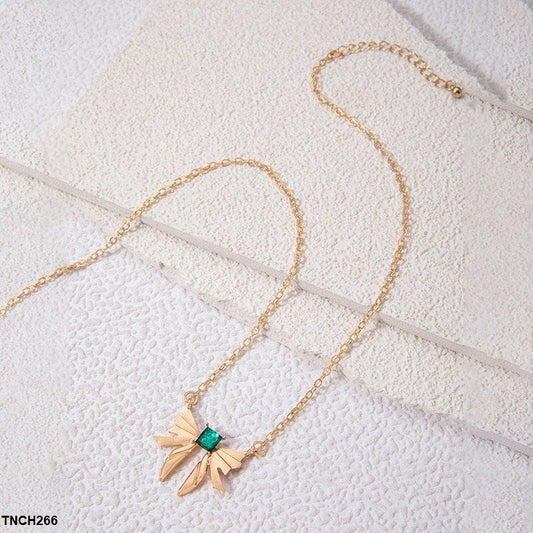 Emerald Crystal Bowknot Necklace - TNCH266 YYE