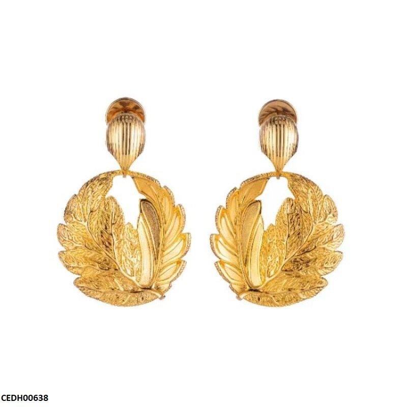 Round Leaf Drop Earrings - CEDH00638 ZHL