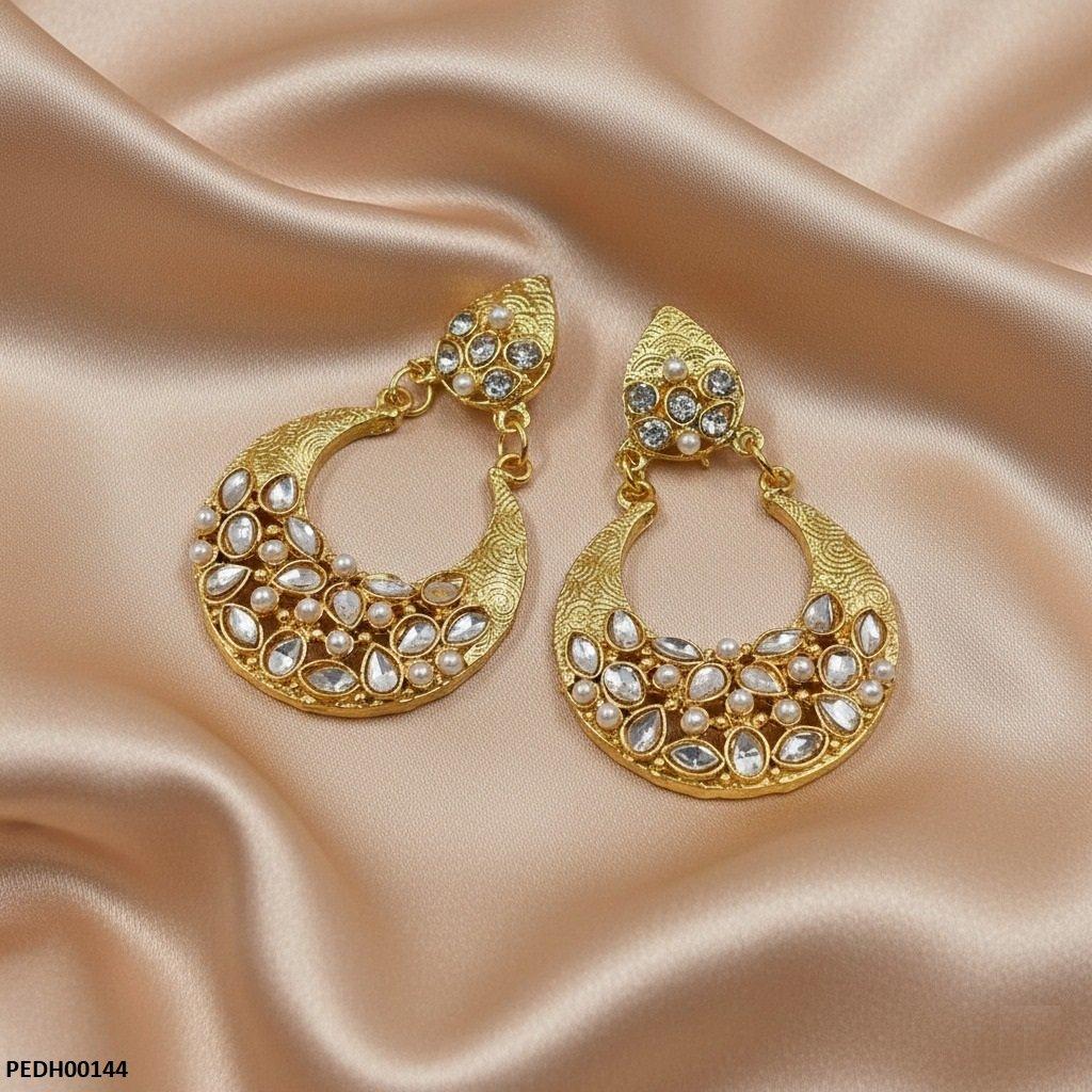 Golden Moon Drop Earrings - PEDH00144 MZM
