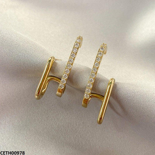 Double Stick Stud Earrings Pair - CETH00978 LSH