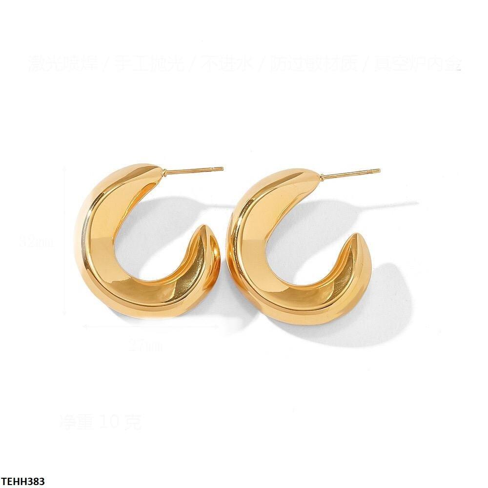 C Shape Earrings Hoops Pair - TEHH383 YYE