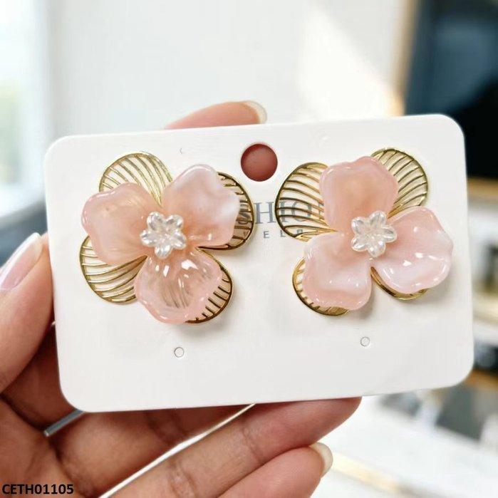 Double Flower Stud Earrings - CETH01105 LSH
