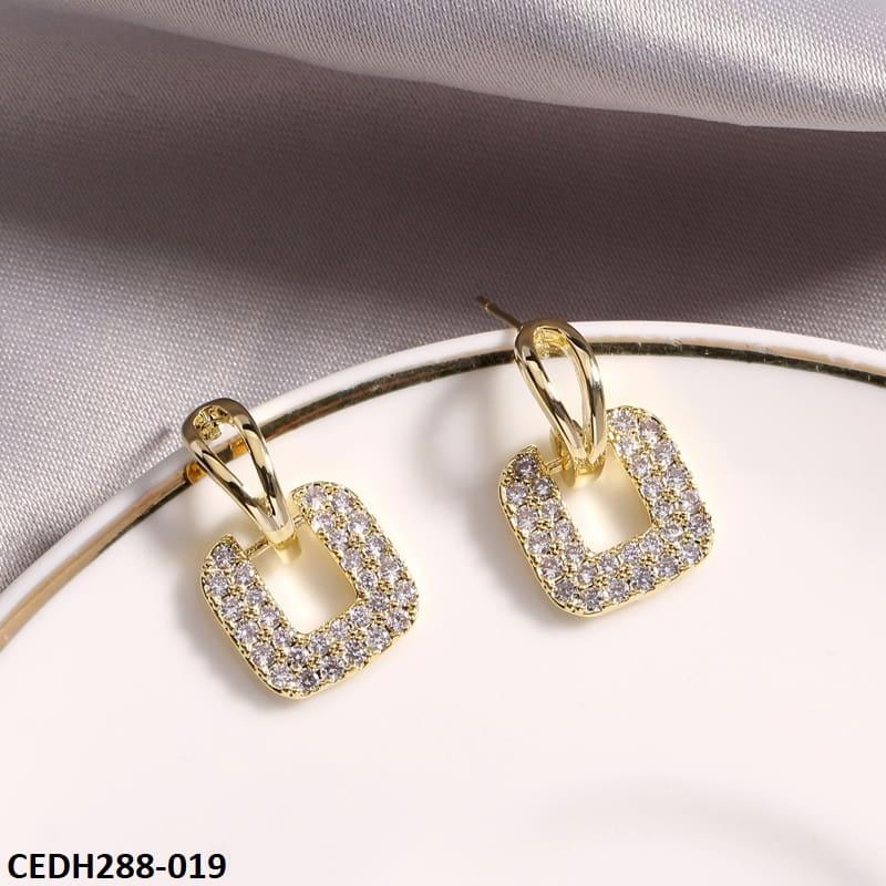 Tear Square Drop Earrings Pair - CEDH288 XST
