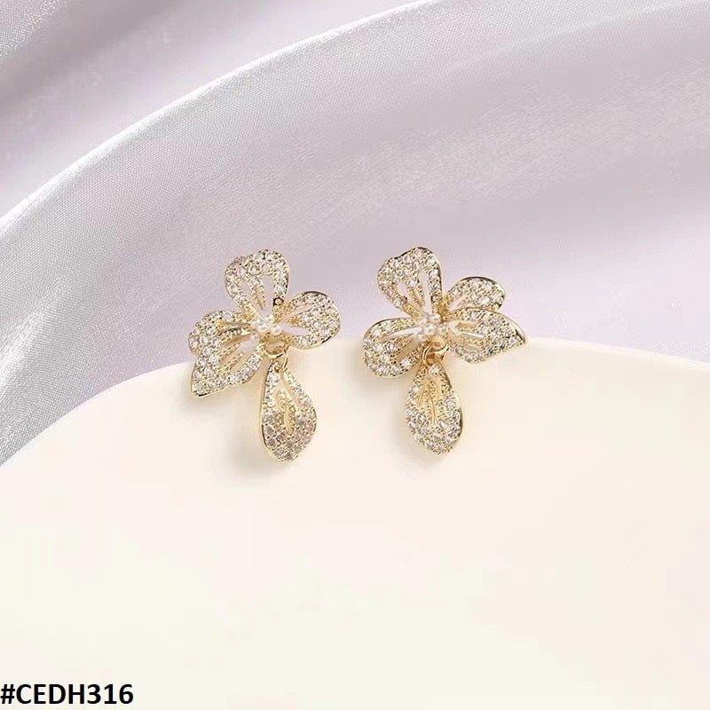 Flower Teardrop Earrings Pair - CEDH316 ZHL