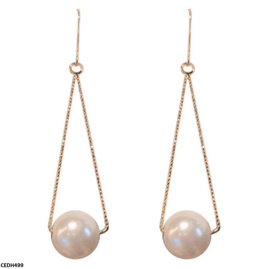 Triangle Pearl Drop Earrings - CEDH499 YYZ