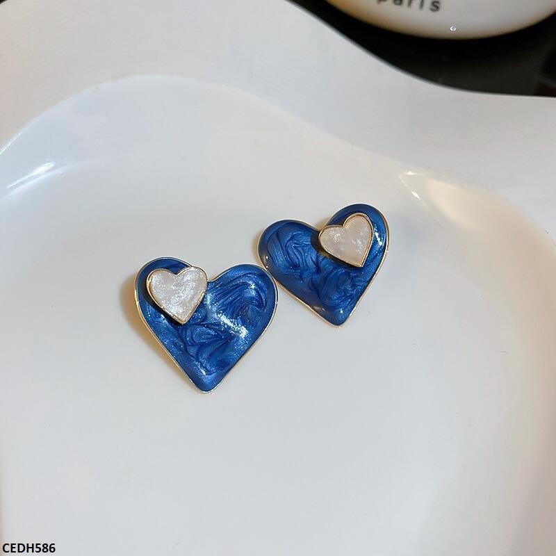 Double Heart Drop Earrings - CEDH586 LSH