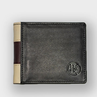 Black Beige Leather Wallet