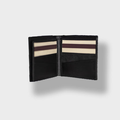 Black Beige Leather Wallet
