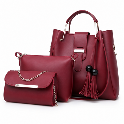 Maroon 3 Pieces Bags Set - BBLM0100