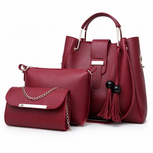 Maroon 3 Pieces Bags Set - BBLM0100
