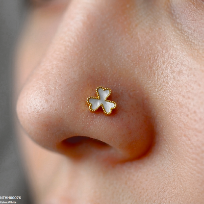 Clover Flower Stainless Steel Nose Pin NTHH00076 view 3