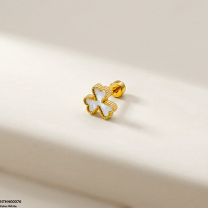 Clover Flower Stainless Steel Nose Pin NTHH00076 view 6