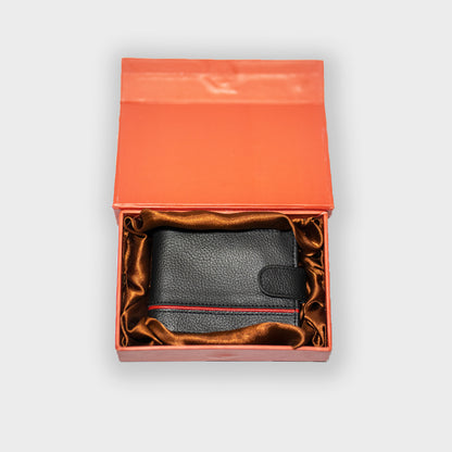Crimson Black Leather Wallet