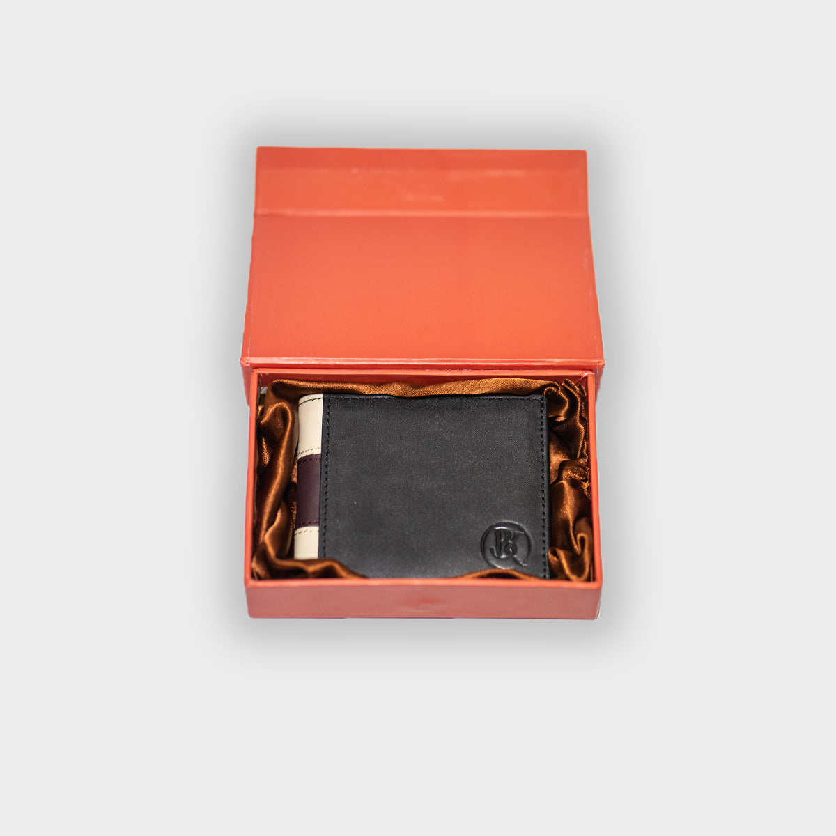 Black Beige Leather Wallet