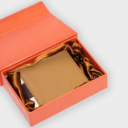 Brown Beige Leather Wallet