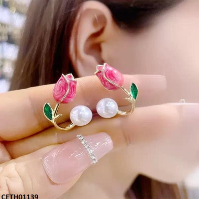 Pearl Pink Flower Tops Pair CETH01139 - Glamzy