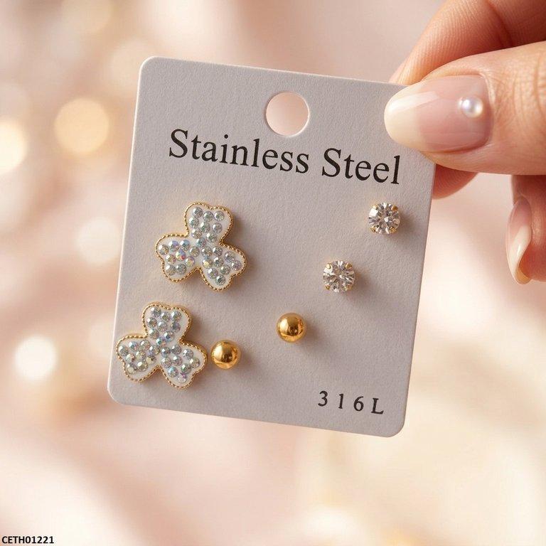 Clover & Round Stainless Steel Tops (3 Pairs) CETH01221 view 3