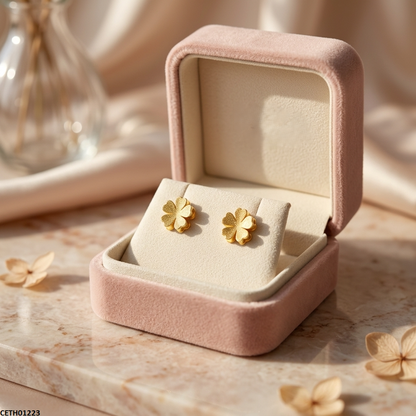 Double Clover Flower Stainless Steel Tops Pair CETH01223 view 4