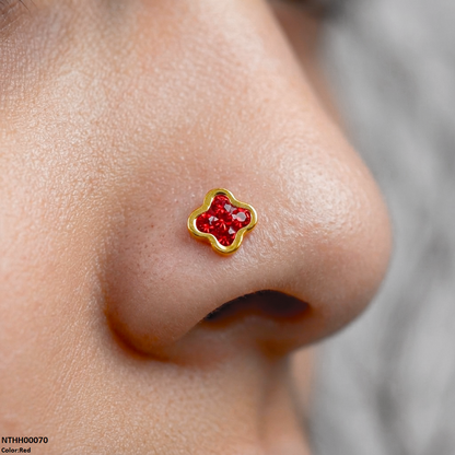 Clover Flower Stainless Steel Nose Pin NTHH00070 view 7