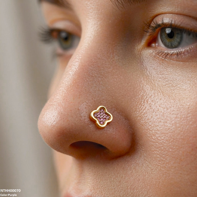 Clover Flower Stainless Steel Nose Pin NTHH00070 view 5
