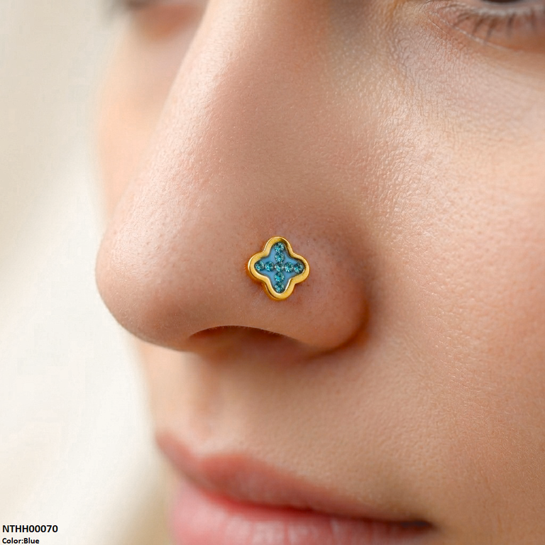 Clover Flower Stainless Steel Nose Pin NTHH00070 view 6