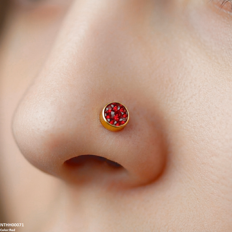 Round Stone Stainless Steel Nose Pin NTHH00071 view 11