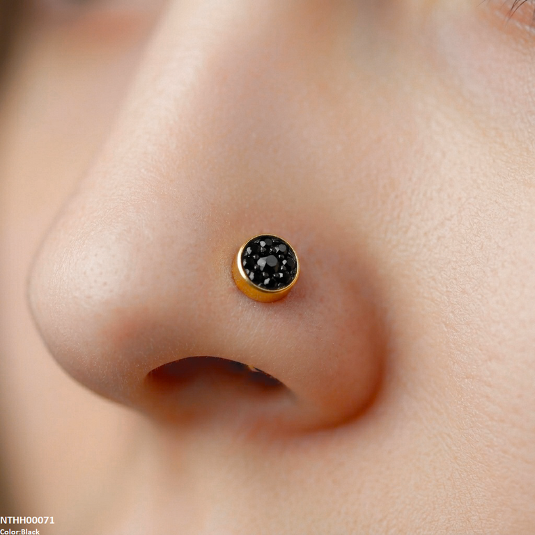 Round Stone Stainless Steel Nose Pin NTHH00071 view 2