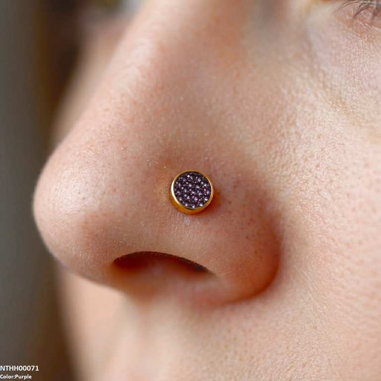 Round Stone Stainless Steel Nose Pin NTHH00071 view 5