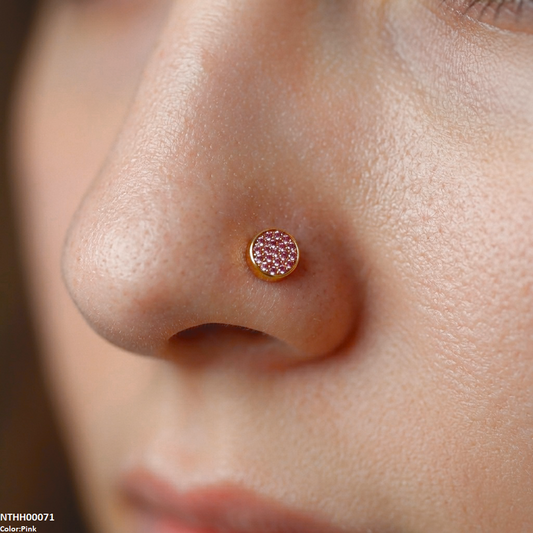 Round Stone Stainless Steel Nose Pin NTHH00071 - Glamzy