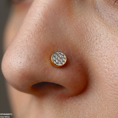 Round Stone Stainless Steel Nose Pin NTHH00071 view 3