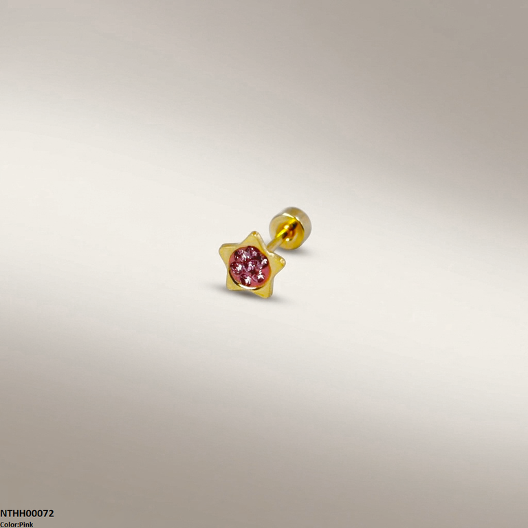 Star Round Stone Stainless Steel Nose Pin NTHH00072 view 7