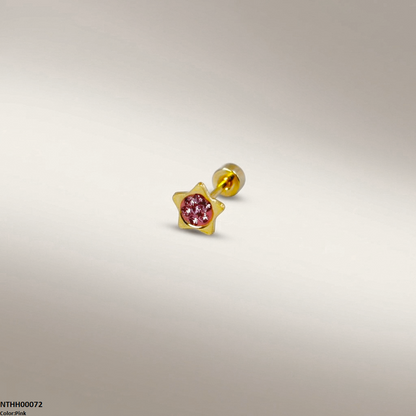 Star Round Stone Stainless Steel Nose Pin NTHH00072 view 7