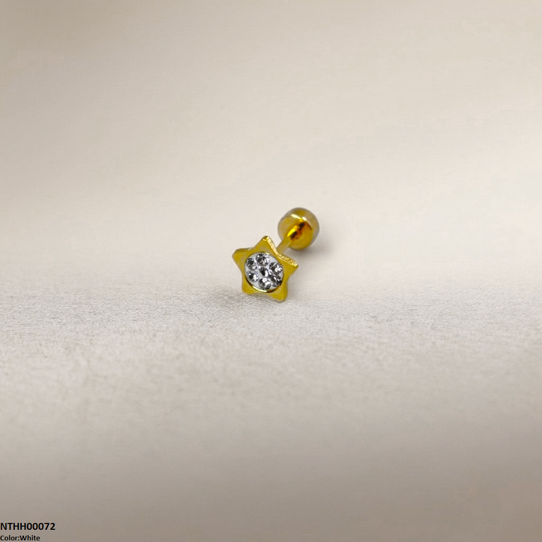 Star Round Stone Stainless Steel Nose Pin NTHH00072 view 10