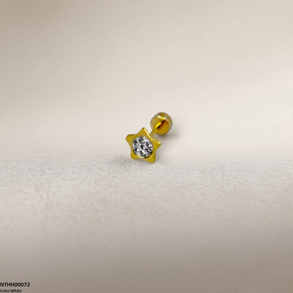 Star Round Stone Stainless Steel Nose Pin NTHH00072 view 10