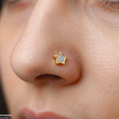 Star Round Stone Stainless Steel Nose Pin NTHH00072 view 3