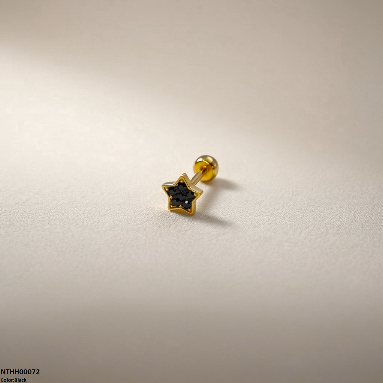Star Round Stone Stainless Steel Nose Pin NTHH00072 view 11