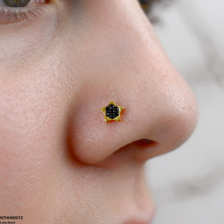 Star Round Stone Stainless Steel Nose Pin NTHH00072 view 2