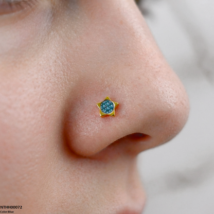 Star Round Stone Stainless Steel Nose Pin NTHH00072 view 4
