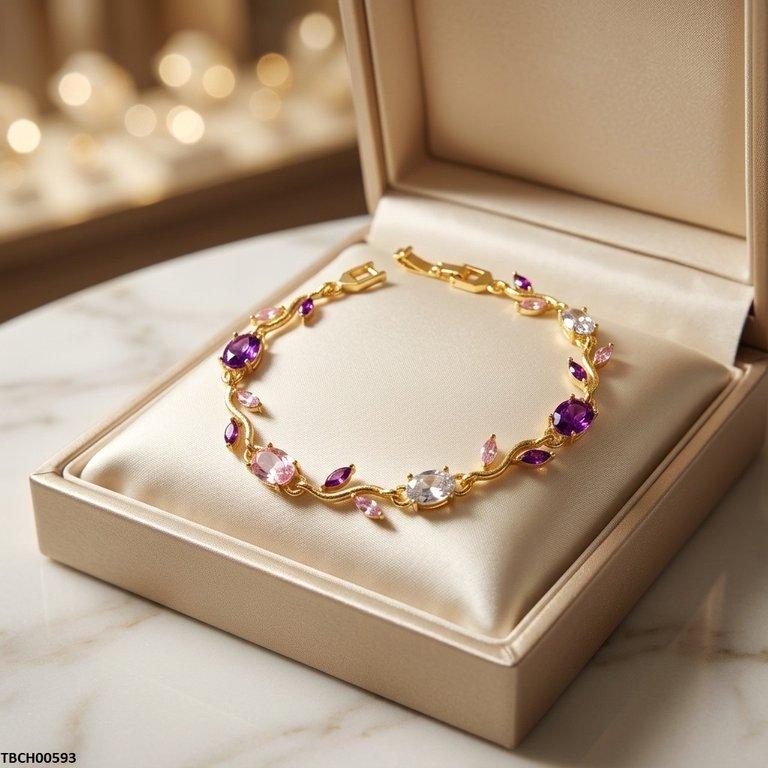 Tulip Leaf Multi Stone Bracelet TBCH00593 view 4